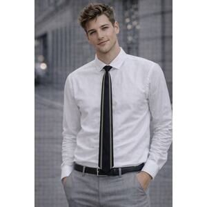 Dolce & Gabbana Cravatte 100% Silk Striped Slim Neck Tie Black